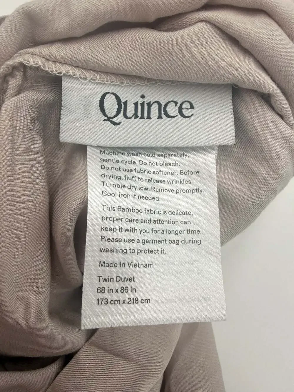 Quince Organic Bamboo Viscose Twin Duvet Cover and Sham Blush NWOT Soft